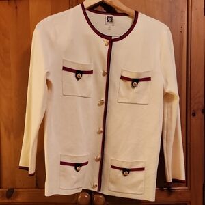 Anne Klein White Cardigan with Gold Buttons